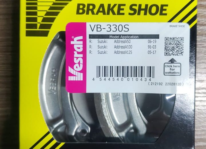 Колодки Задние Vesrah VB-330S (SUZUKI  Lets, Lets II, Lets 4, e-Lets 4, Lets 5,  ZZ, AddressV50, Address V100, Address V110, Address V125)